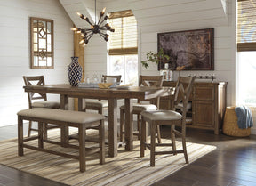 Moriville Grayish Brown Counter Height Set by Ashley at Eve Furniture