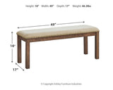 Moriville Grayish Brown Dining Table and 4 Chairs and Bench with Server by Ashley at Eve Furniture
