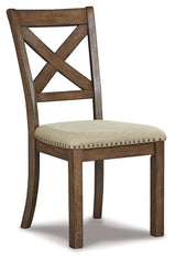Moriville Grayish Brown Dining Table and 4 Chairs and Bench with Server by Ashley at Eve Furniture