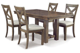 Moriville Grayish Brown Dining Table and 4 Chairs by Ashley at Eve Furniture