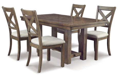 Moriville Grayish Brown Dining Table and 4 Chairs by Ashley at Eve Furniture