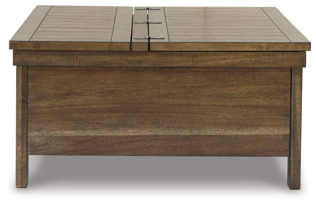 MORIVILLE Grayish Brown Lift-Top Coffee Table by Ashley at Eve Furniture
