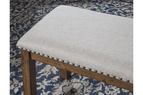 Moriville Grayish Brown Dining Bench by Ashley at Eve Furniture