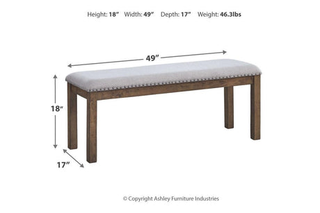 Moriville Grayish Brown Dining Bench by Ashley at Eve Furniture