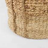 Morocco (Set of 3) Brown Two Tone Water Hyacinth and Cornhusk Round Basket W/ Handles by Mercana at Eve Furniture