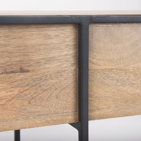 Morris Beige Wood w/ Black Metal Frame 2 Drawer Console Table by Mercana at Eve Furniture
