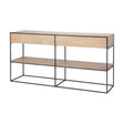 Morris Beige Wood w/ Black Metal Frame 2 Drawer Console Table by Mercana at Eve Furniture