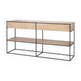 Morris Beige Wood w/ Black Metal Frame 2 Drawer Console Table by Mercana at Eve Furniture