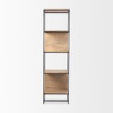 Morris Beige Wood W/Black Metal Frame 4-Tier Shelving Unit by Mercana at Eve Furniture