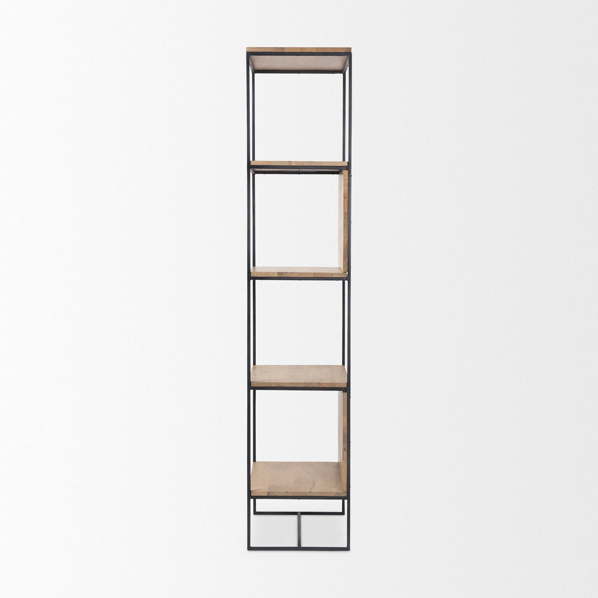 Morris Beige Wood W/Black Metal Frame 4-Tier Shelving Unit by Mercana at Eve Furniture