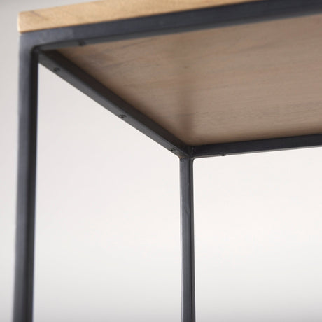 Morris Beige Wood W/Black Metal Frame 4-Tier Shelving Unit by Mercana at Eve Furniture