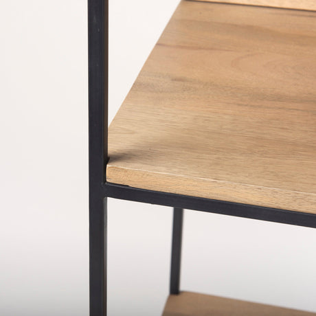 Morris Beige Wood W/Black Metal Frame 4-Tier Shelving Unit by Mercana at Eve Furniture