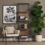 Morris Beige Wood W/Black Metal Frame 4-Tier Shelving Unit by Mercana at Eve Furniture
