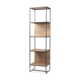 Morris Beige Wood W/Black Metal Frame 4-Tier Shelving Unit by Mercana at Eve Furniture