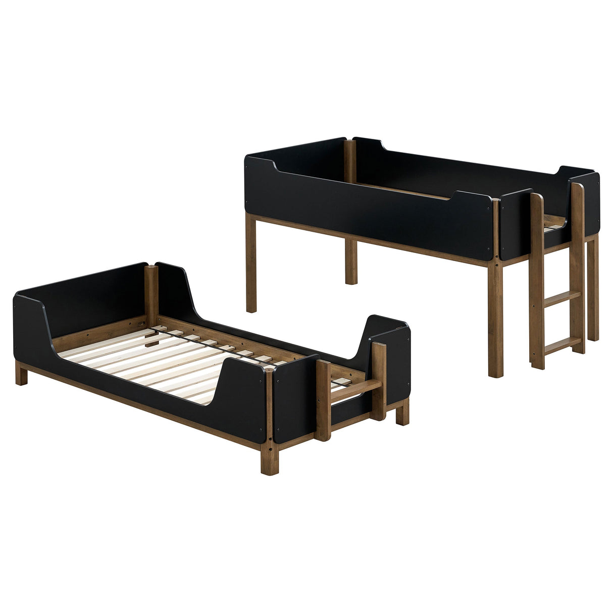 Morris Black/Walnut Twin Over Twin Wood Bunk Bed by Coaster at Eve Furniture