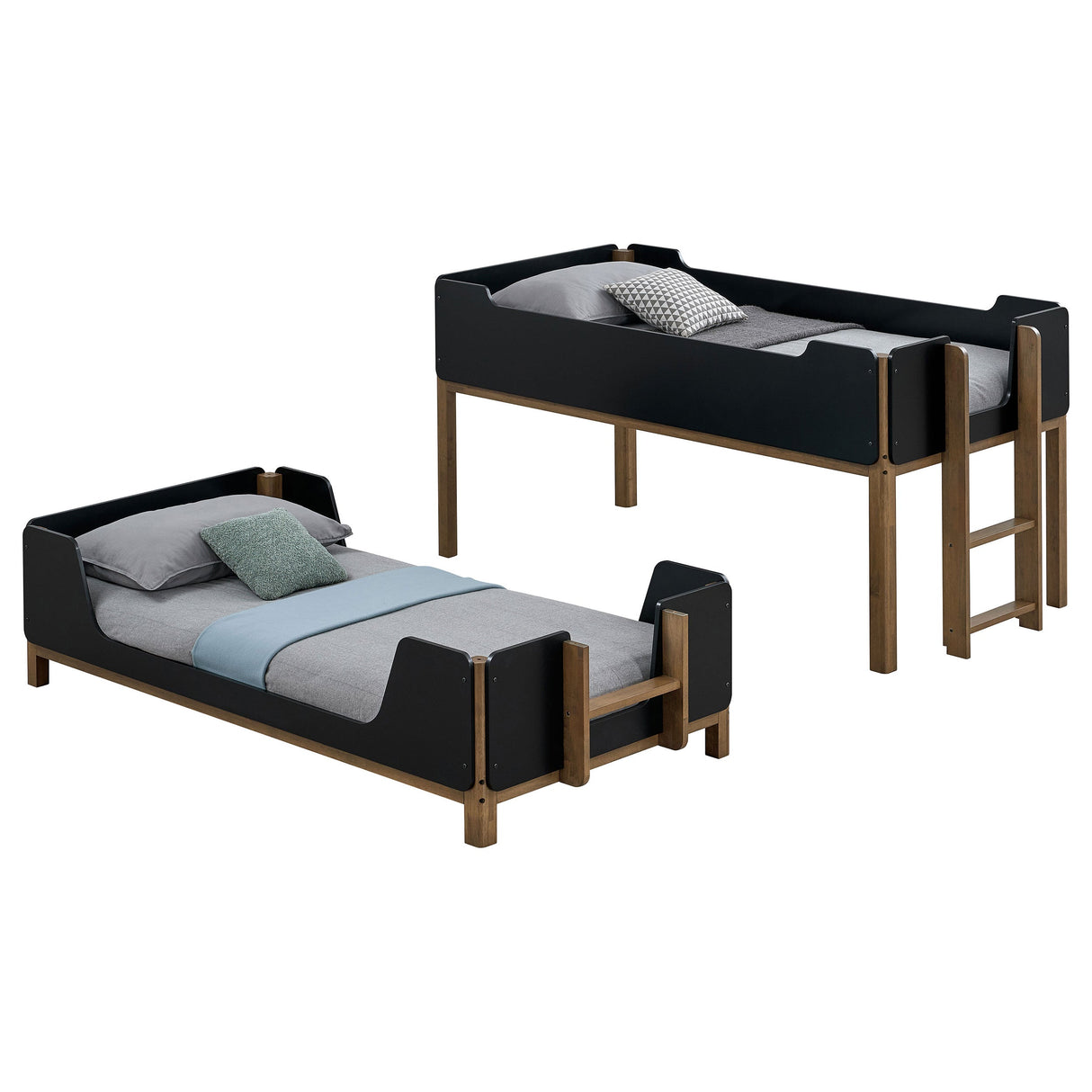 Morris Black/Walnut Twin Over Twin Wood Bunk Bed by Coaster at Eve Furniture