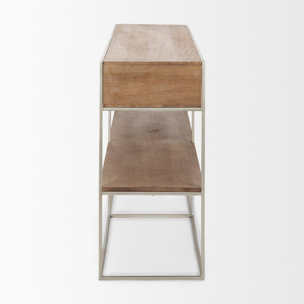 Morris I Brown Wood w/ Silver Metal Frame 2 Drawer Console Table by Mercana at Eve Furniture