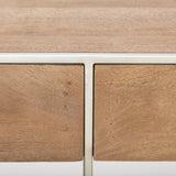 Morris I Brown Wood w/ Silver Metal Frame 2 Drawer Console Table by Mercana at Eve Furniture