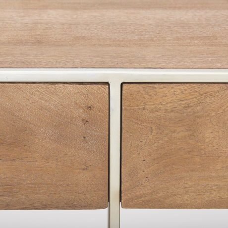 Morris I Brown Wood w/ Silver Metal Frame 2 Drawer Console Table by Mercana at Eve Furniture