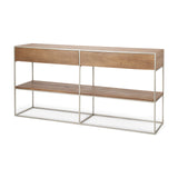 Morris I Brown Wood w/ Silver Metal Frame 2 Drawer Console Table by Mercana at Eve Furniture
