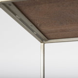 Morris II Brown Wood and Silver Metal Frame 4 Shelf Shelving Unit by Mercana at Eve Furniture