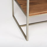 Morris III Brown Wood and Silver Metal Frame 6 Shelf Shelving Unit by Mercana at Eve Furniture