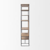 Morris Light Brown Wood w/ Black Metal Frame 6-Tier Shelving Unit by Mercana at Eve Furniture