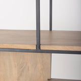 Morris Light Brown Wood w/ Black Metal Frame 6-Tier Shelving Unit by Mercana at Eve Furniture