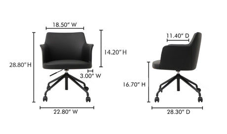 Morris Office Chair PVC Black by Moe's Home at Eve Furniture