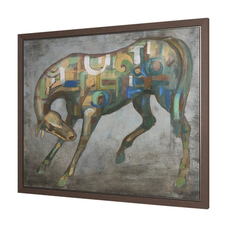 Mosaic Horse I by Mercana Studio a Hand Embellished Textured Framed Canvas by Mercana at Eve Furniture
