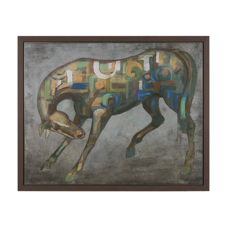 Mosaic Horse I by Mercana Studio a Hand Embellished Textured Framed Canvas by Mercana at Eve Furniture