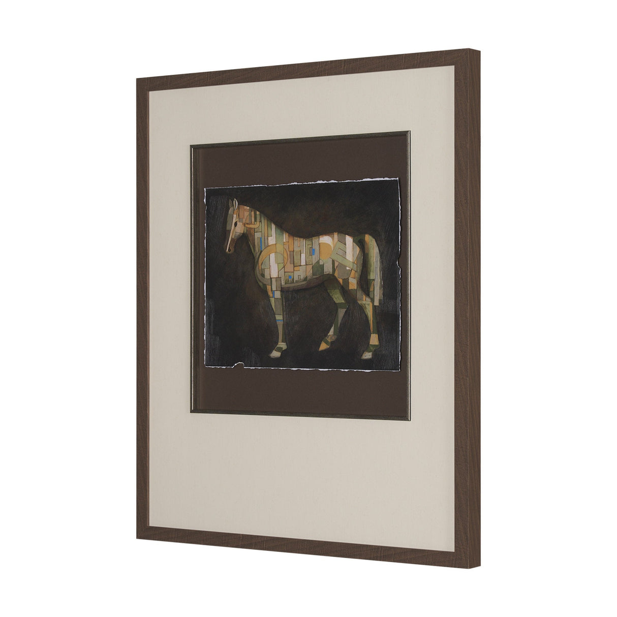 Mosaic Horse III by Mercana Studio a Hand Embellished Framed Art Print Matted under Glass by Mercana at Eve Furniture