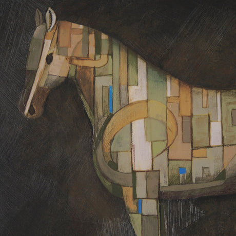 Mosaic Horse III by Mercana Studio a Hand Embellished Framed Art Print Matted under Glass by Mercana at Eve Furniture
