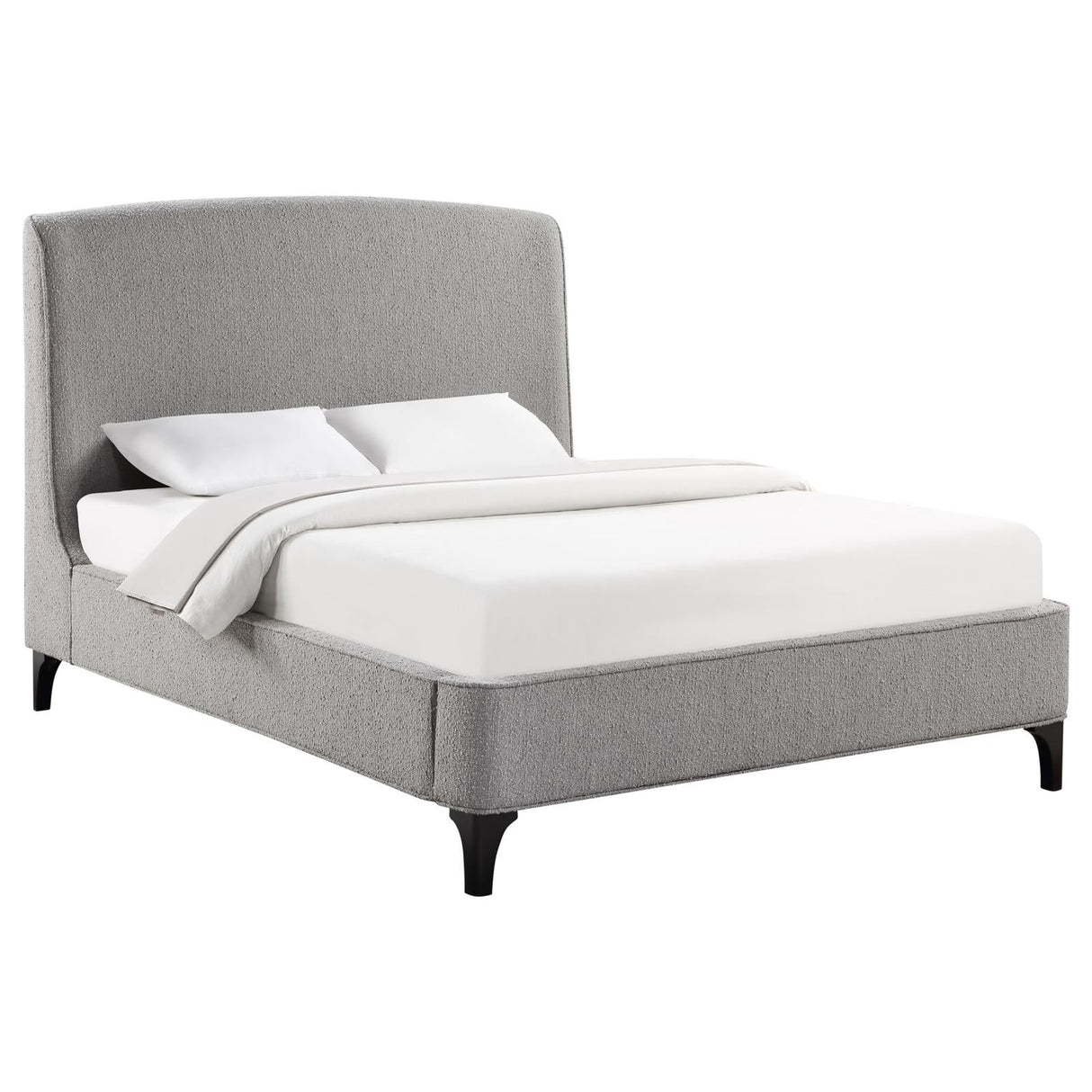 Mosby Upholstered Curved Headboard Eastern King Platform Bed Light Grey