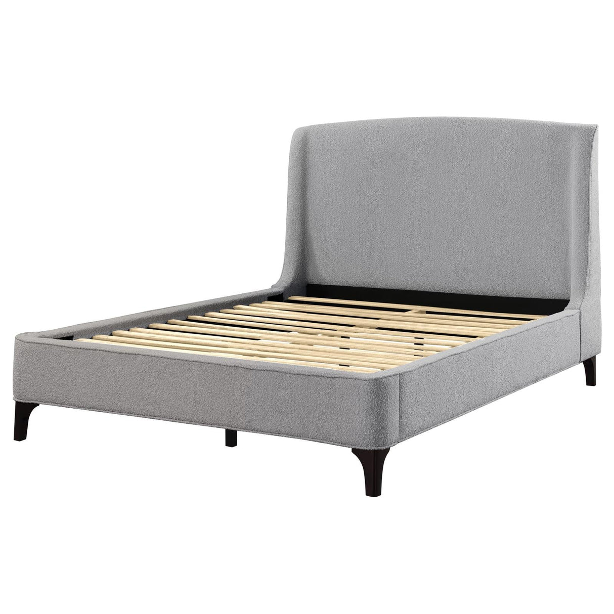 Mosby Upholstered Curved Headboard Eastern King Platform Bed Light Grey