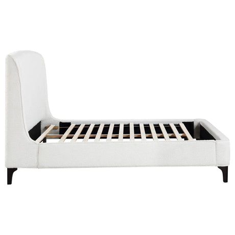 Mosby White Upholstered Curved Headboard Eastern King Platform Bed by Coaster at Eve Furniture