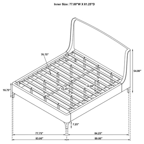 Mosby White Upholstered Curved Headboard Eastern King Platform Bed by Coaster at Eve Furniture