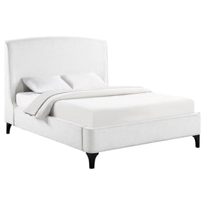 Mosby White Upholstered Curved Headboard Eastern King Platform Bed by Coaster at Eve Furniture