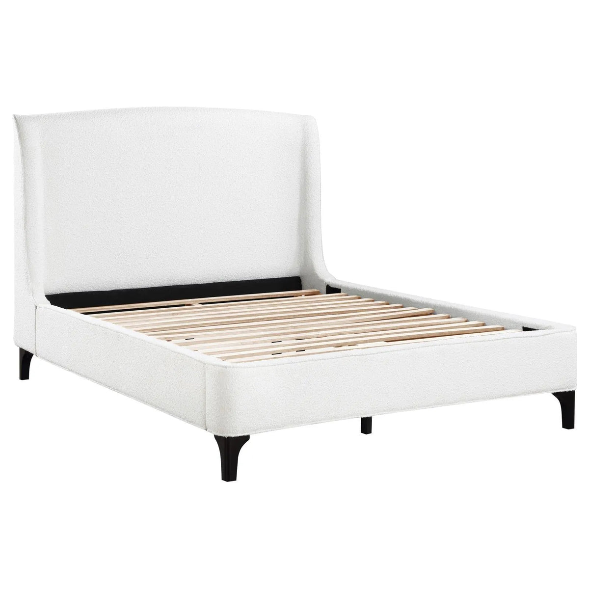 Mosby White Upholstered Curved Headboard Eastern King Platform Bed by Coaster at Eve Furniture