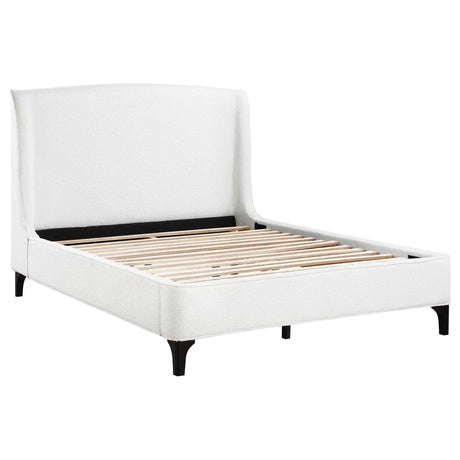Mosby White Upholstered Curved Headboard Eastern King Platform Bed by Coaster at Eve Furniture