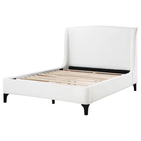 Mosby White Upholstered Curved Headboard Eastern King Platform Bed by Coaster at Eve Furniture