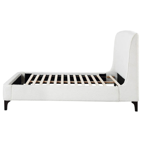 Mosby White Upholstered Curved Headboard Queen Platform Bed by Coaster at Eve Furniture