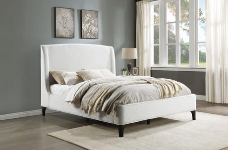 Mosby White Upholstered Curved Headboard Queen Platform Bed by Coaster at Eve Furniture
