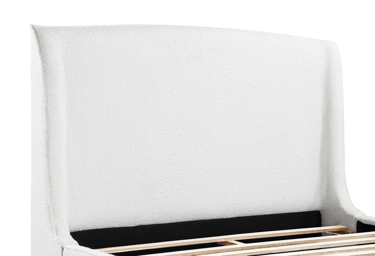 Mosby White Upholstered Curved Headboard Queen Platform Bed by Coaster at Eve Furniture
