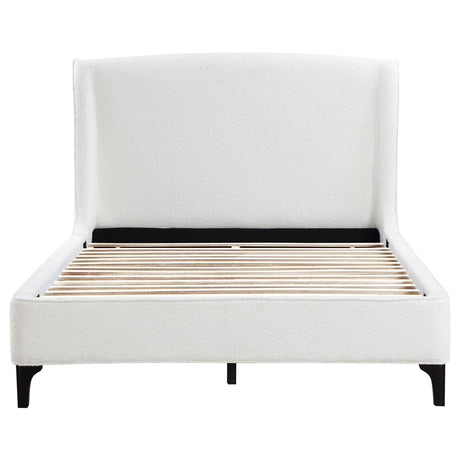 Mosby White Upholstered Curved Headboard Queen Platform Bed by Coaster at Eve Furniture
