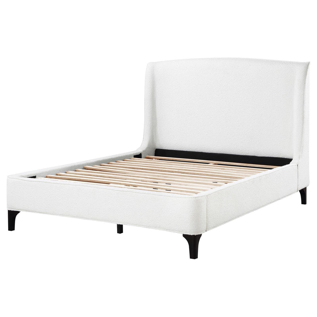 Mosby White Upholstered Curved Headboard Queen Platform Bed by Coaster at Eve Furniture