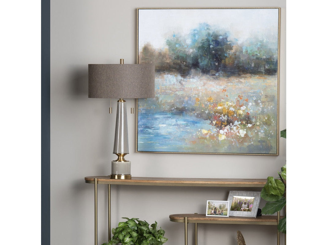 Moselle Taupe/Gold Table Lamp by Crestview at Eve Furniture