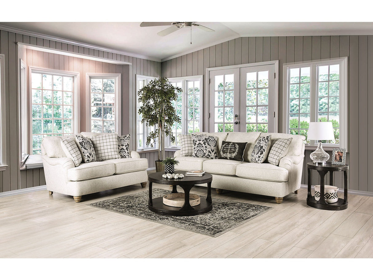 Mossley Ivory Sofa & Loveseat by Furniture of America at Eve Furniture