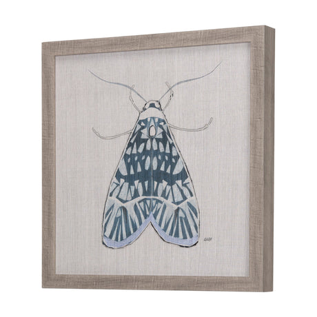 Moth Blue I by Mercana Studio a Hand Embellished Textured Framed Art Print by Mercana at Eve Furniture