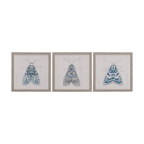 Moth Blue I by Mercana Studio a Hand Embellished Textured Framed Art Print by Mercana at Eve Furniture